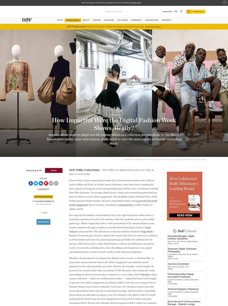 Business of Fashion site image